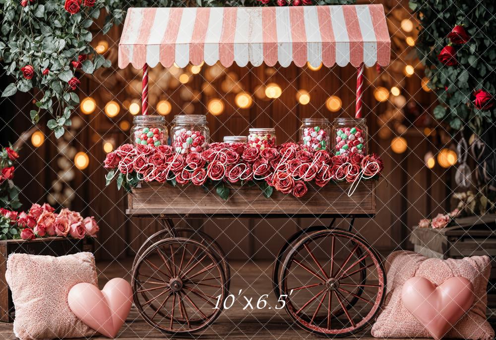 SALE Kate Valentine's Day Candy Rose Cart Pink Backdrop Designed by Emetselch