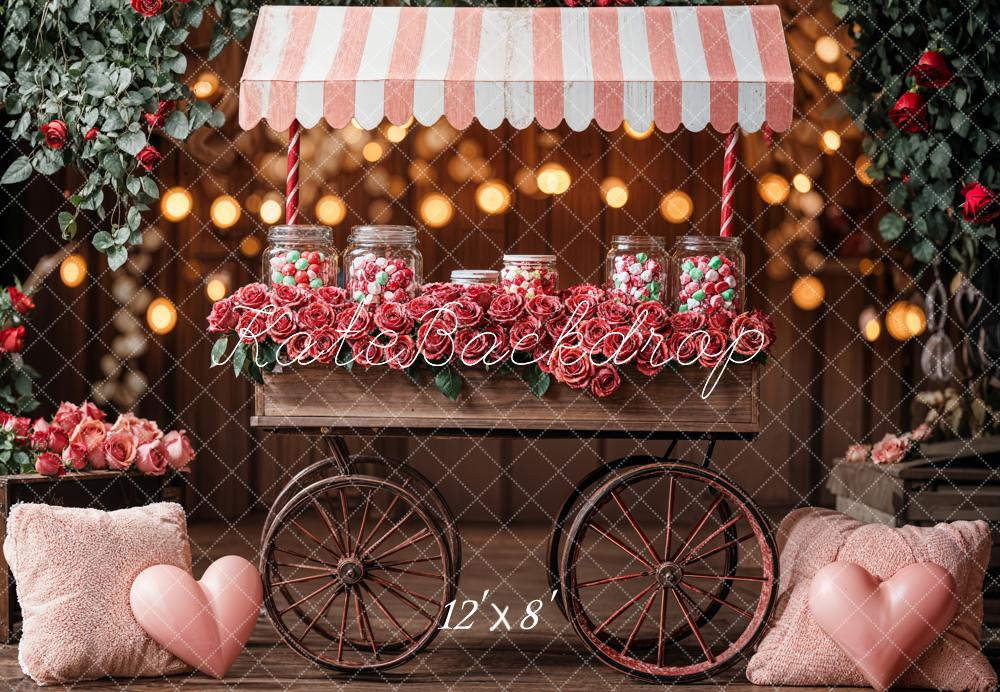 SALE Kate Valentine's Day Candy Rose Cart Pink Backdrop Designed by Emetselch