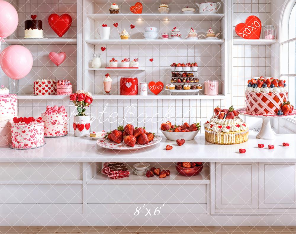 Fondo de pastel de postre romántico de San Valentín diseñado por Emetselch