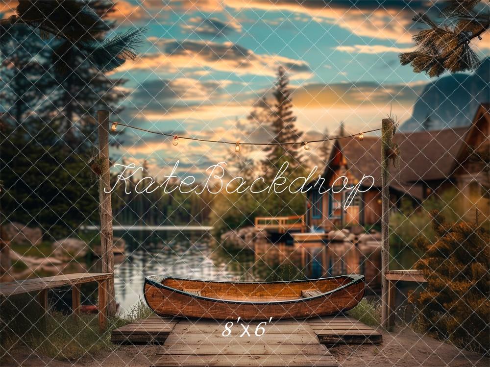 Kate Canoe Dock Lake Forest Cabin Backdrop Designed by Lidia Redekopp