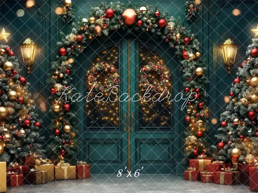 Kate Christmas Tree Arched Door Garland Backdrop Designed by Lidia Redekopp