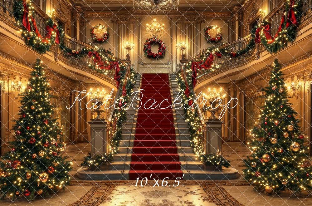 Kate Christmas Tree Cascading Stairs Retro Backdrop Designed by Lidia Redekopp