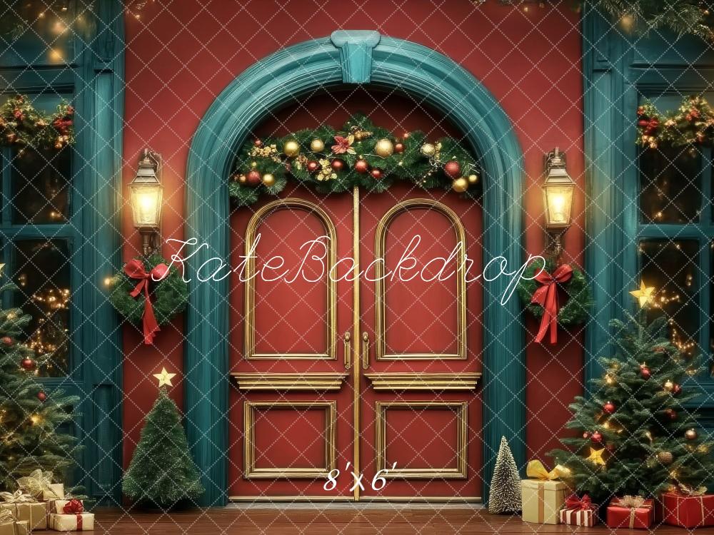 Christmas Porta Doppia Rossa Blu Sfondo Designed by Lidia Redekopp