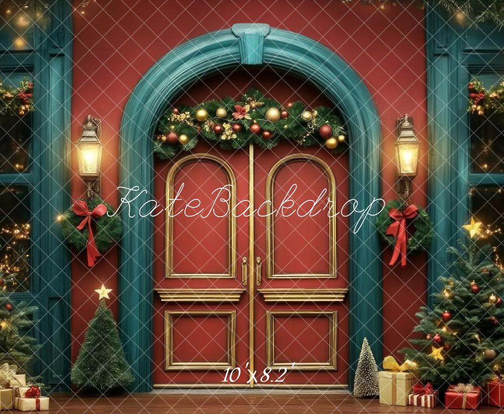 Christmas Porta Doppia Rossa Blu Sfondo Designed by Lidia Redekopp