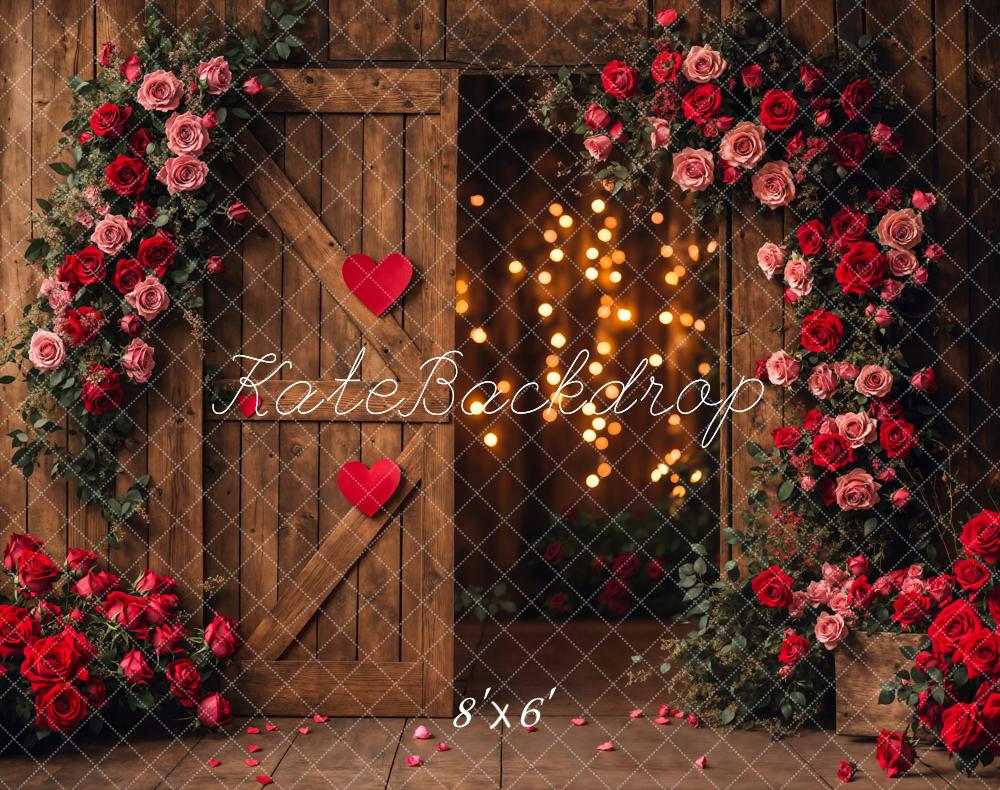 Kate Valentine's Day Flower Arch Barn Door Backdrop Designed by Emetselch