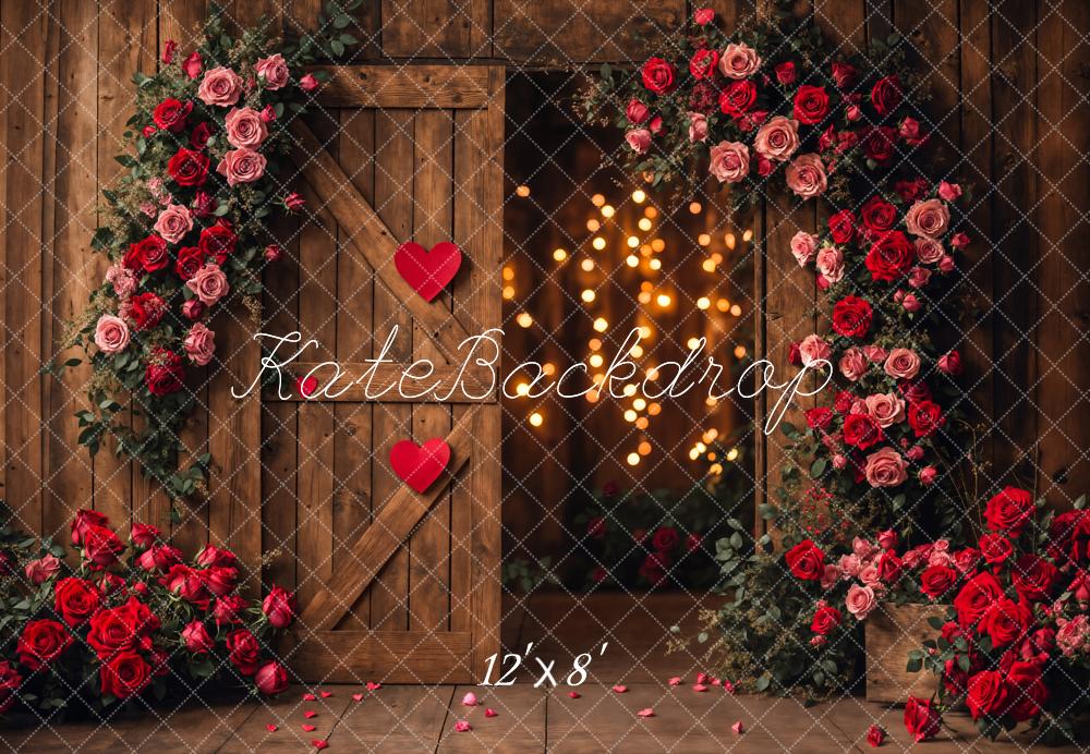 Kate Valentine's Day Flower Arch Barn Door Backdrop Designed by Emetselch