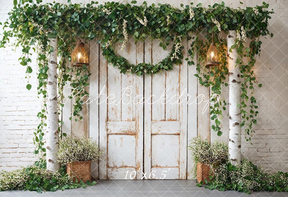 Kate Spring Rustic Wooden Floral Door Backdrop Designed by Emetselch