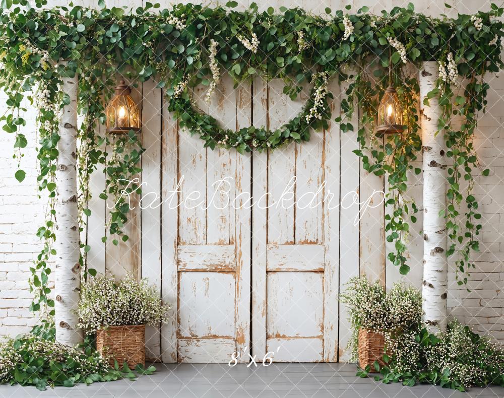 Kate Spring Rustic Wooden Floral Door Backdrop Designed by Emetselch