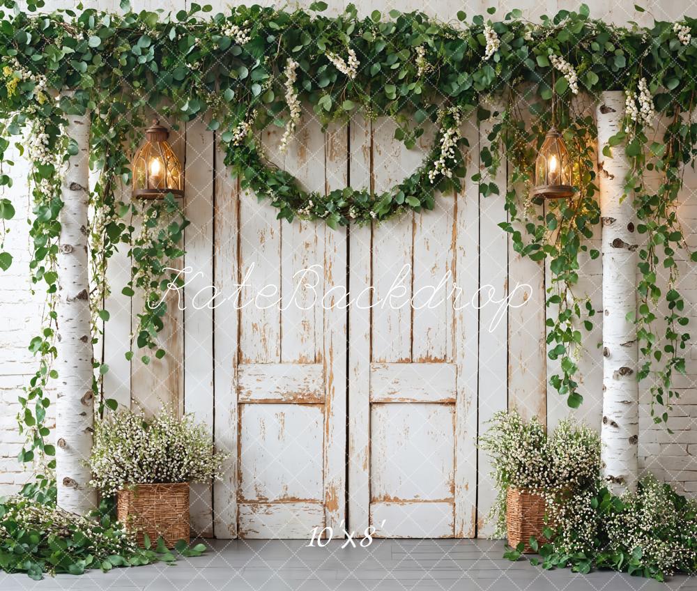 Kate Spring Rustic Wooden Floral Door Backdrop Designed by Emetselch