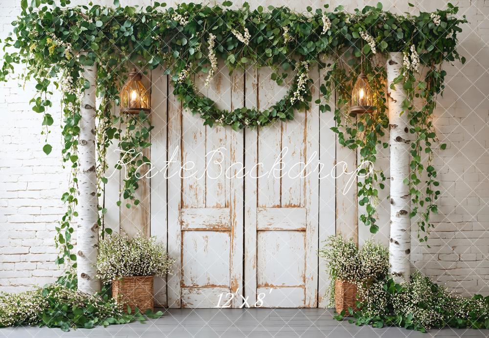 Kate Spring Rustic Wooden Floral Door Backdrop Designed by Emetselch