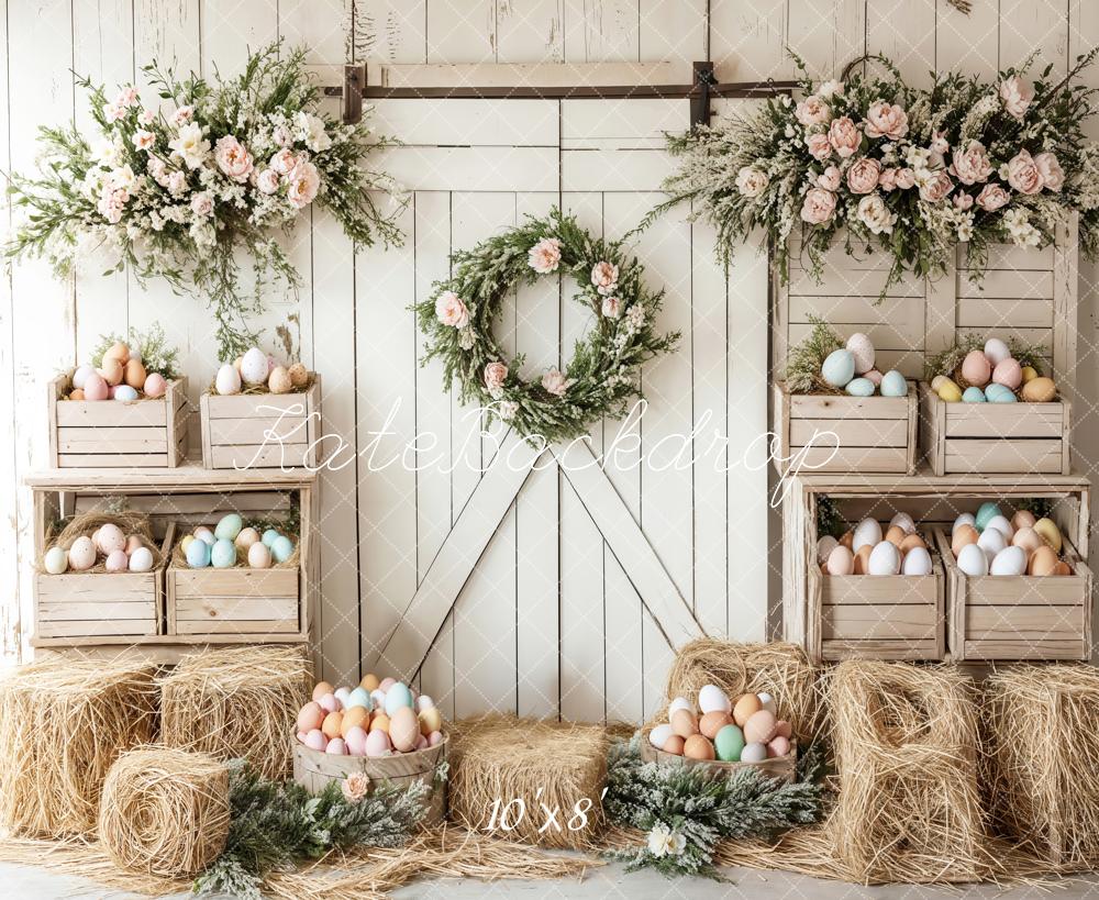 Kate Easter Floral Egg Farmhouse Backdrop Designed by Emetselch