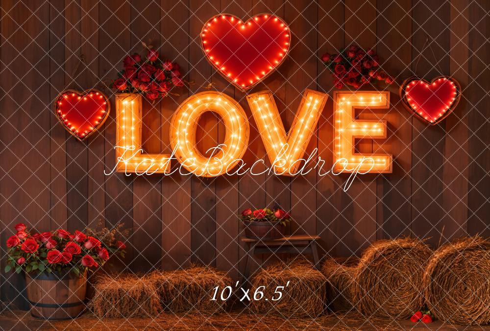 Kate Valentine Love Lights Rustic Backdrop Designed by Emetselch