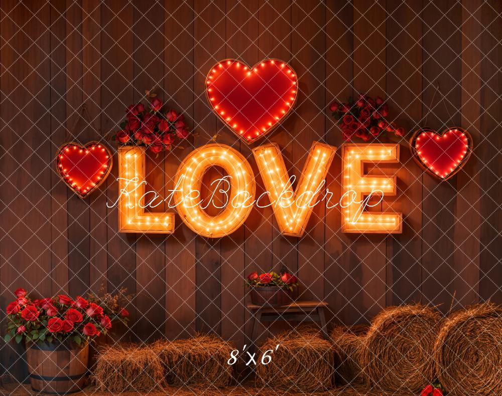 Kate Valentine Love Lights Rustic Backdrop Designed by Emetselch