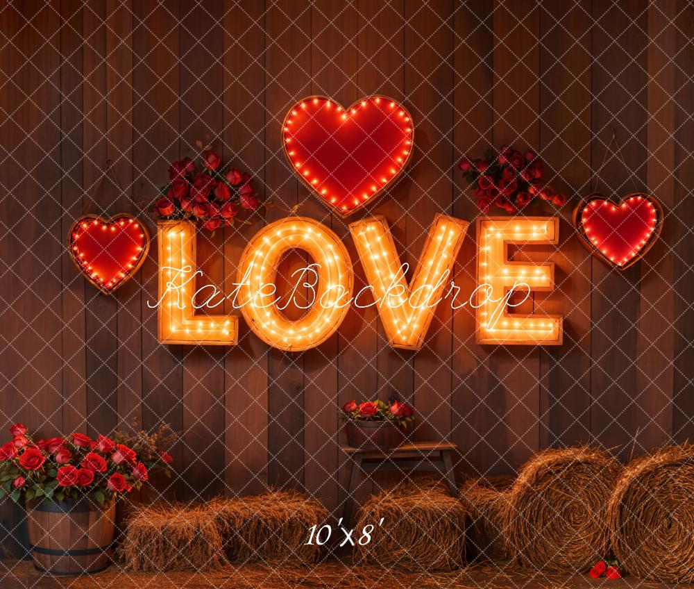 Kate Valentine Love Lights Rustic Backdrop Designed by Emetselch