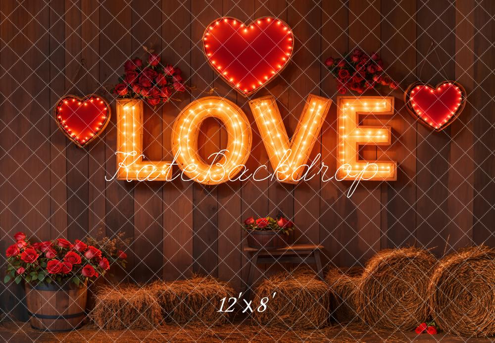 Kate Valentine Love Lights Rustic Backdrop Designed by Emetselch