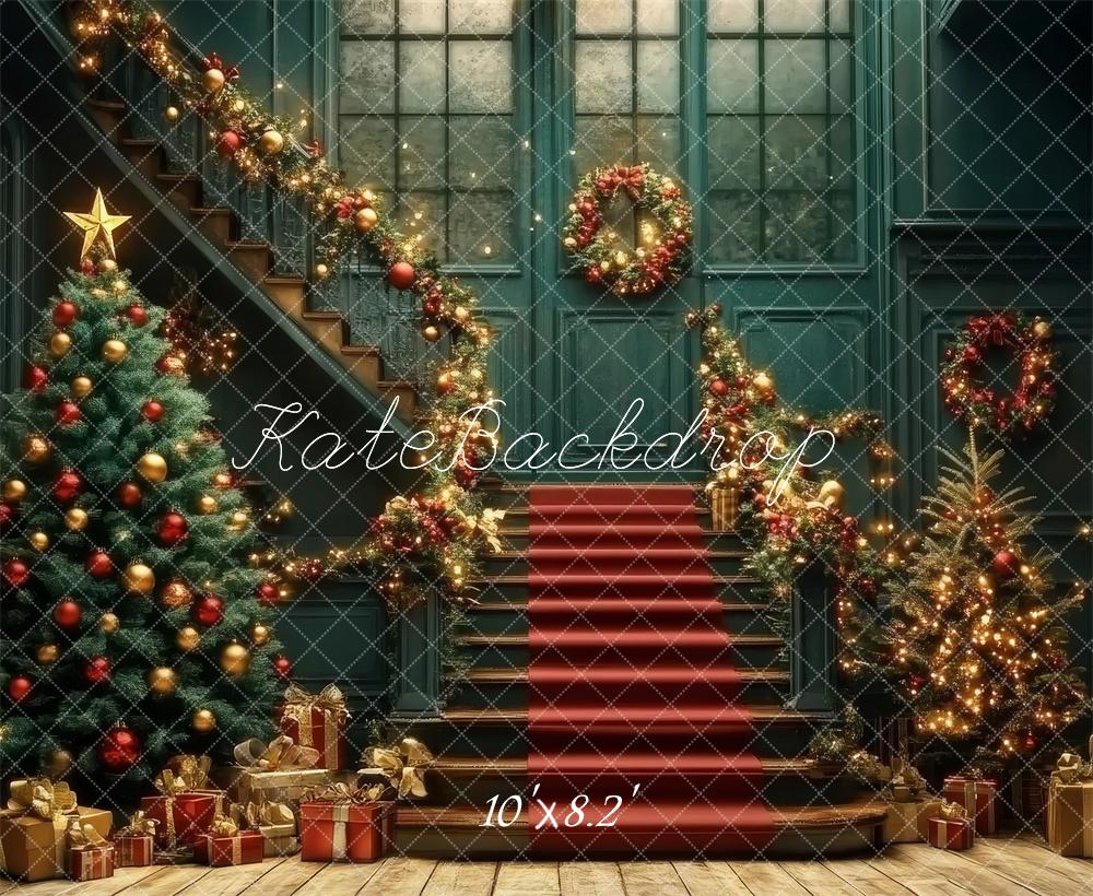 Kate Christmas Tree Cascading Stairs Retro Backdrop Designed by Lidia Redekopp