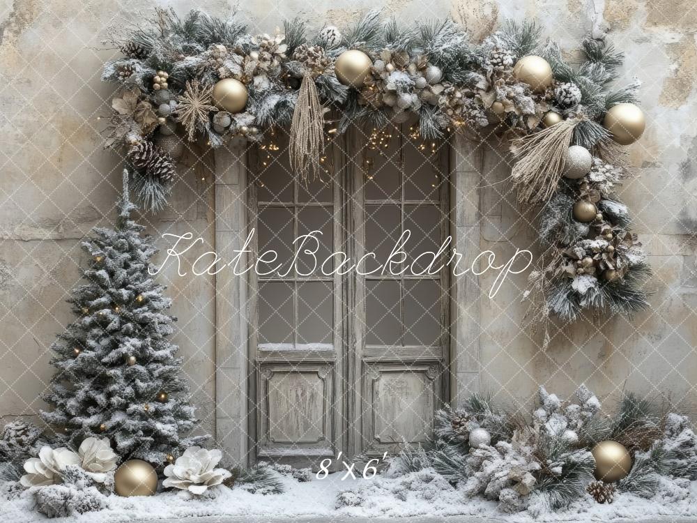 Kate Christmas Tree Rustic Door Backdrop Designed by Lidia Redekopp