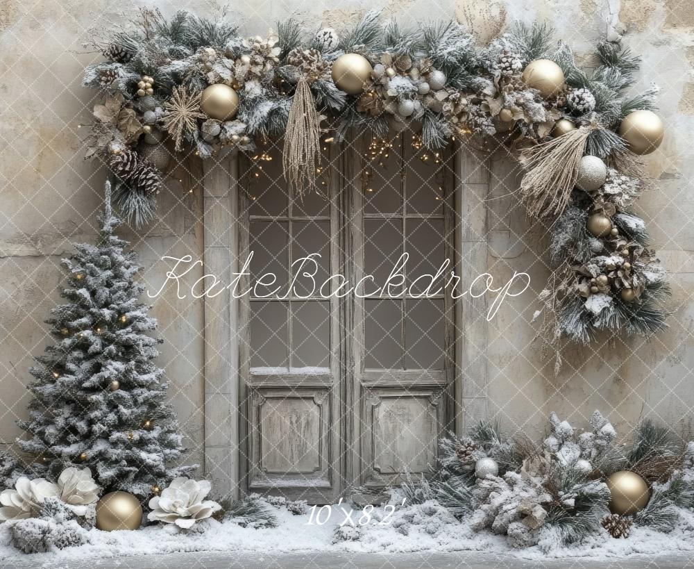 Kate Christmas Tree Rustic Door Backdrop Designed by Lidia Redekopp