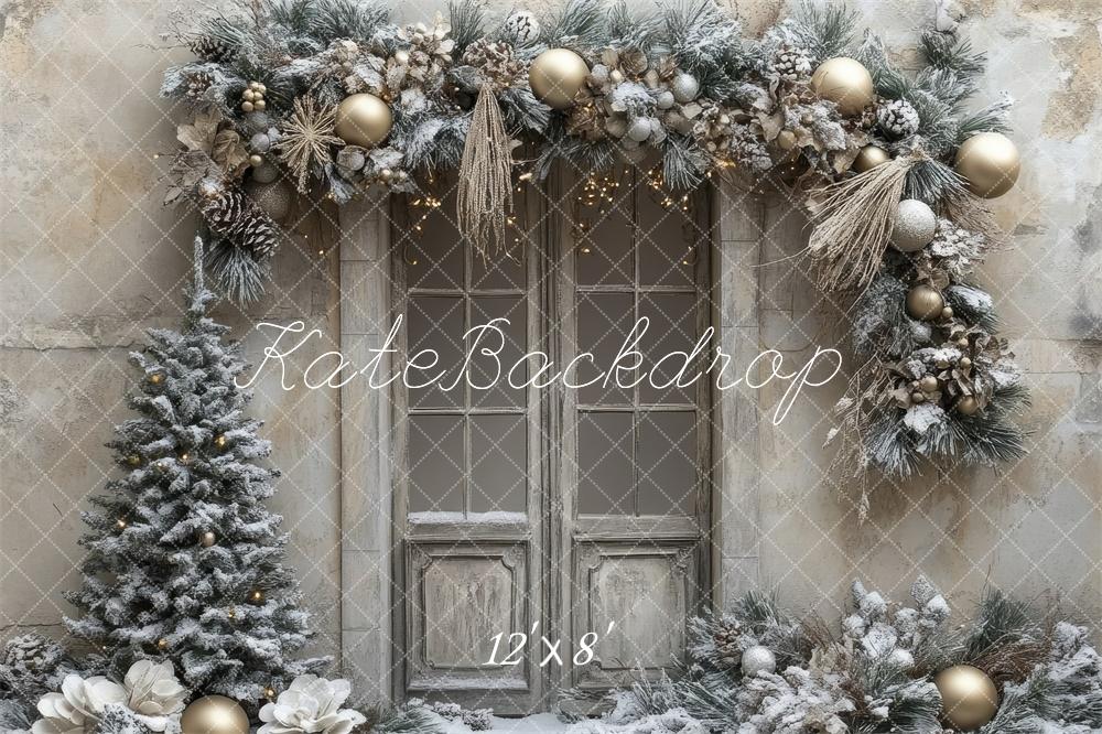 Kate Christmas Tree Rustic Door Backdrop Designed by Lidia Redekopp