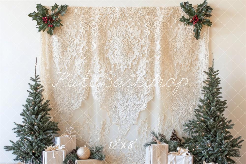 Kate Christmas Tree Boho Lace Backdrop Designed by Lidia Redekopp