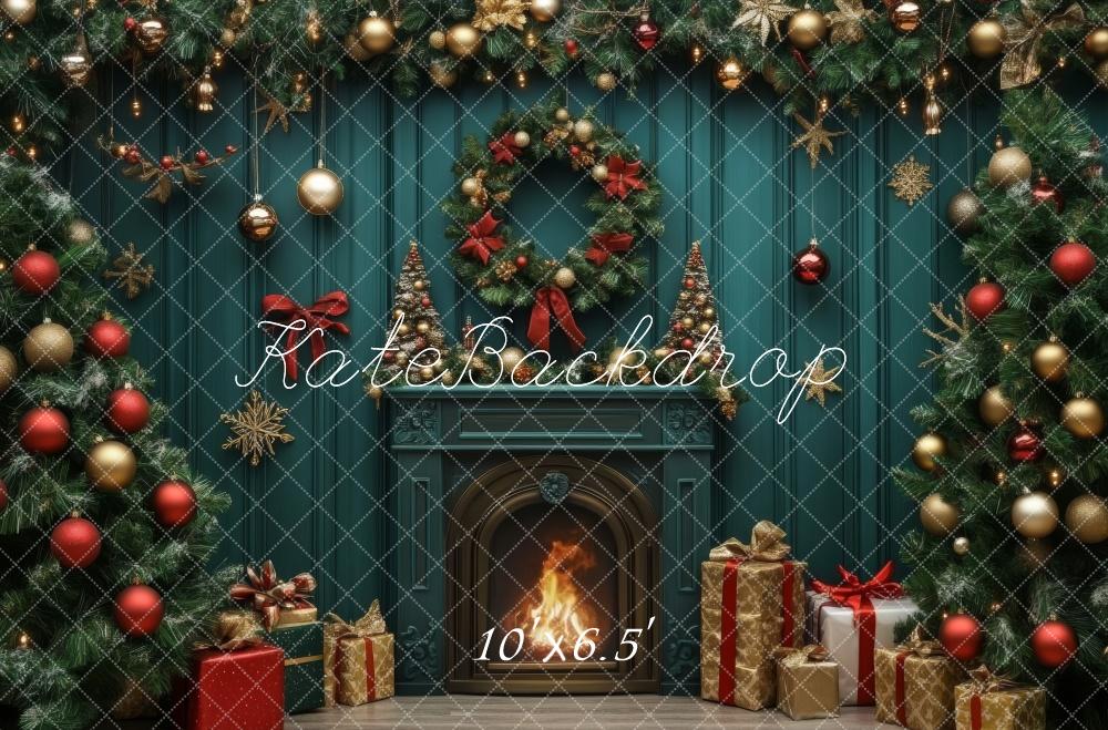 Kate Christmas Tree Fireplace Gifts Garland Backdrop Designed by Lidia Redekopp