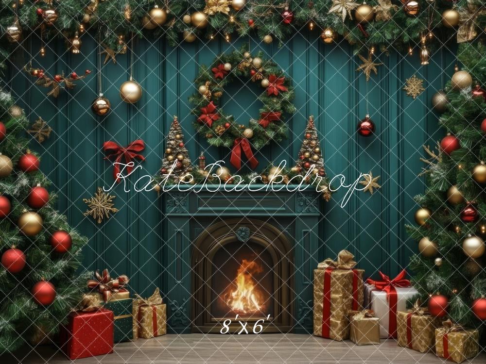 Kate Christmas Tree Fireplace Gifts Garland Backdrop Designed by Lidia Redekopp