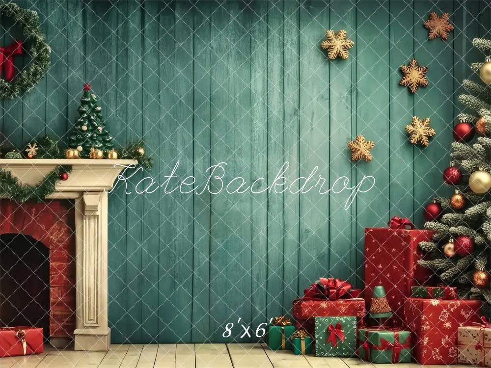 Kate Christmas Tree Fireplace Wreath Backdrop Designed by Lidia Redekopp