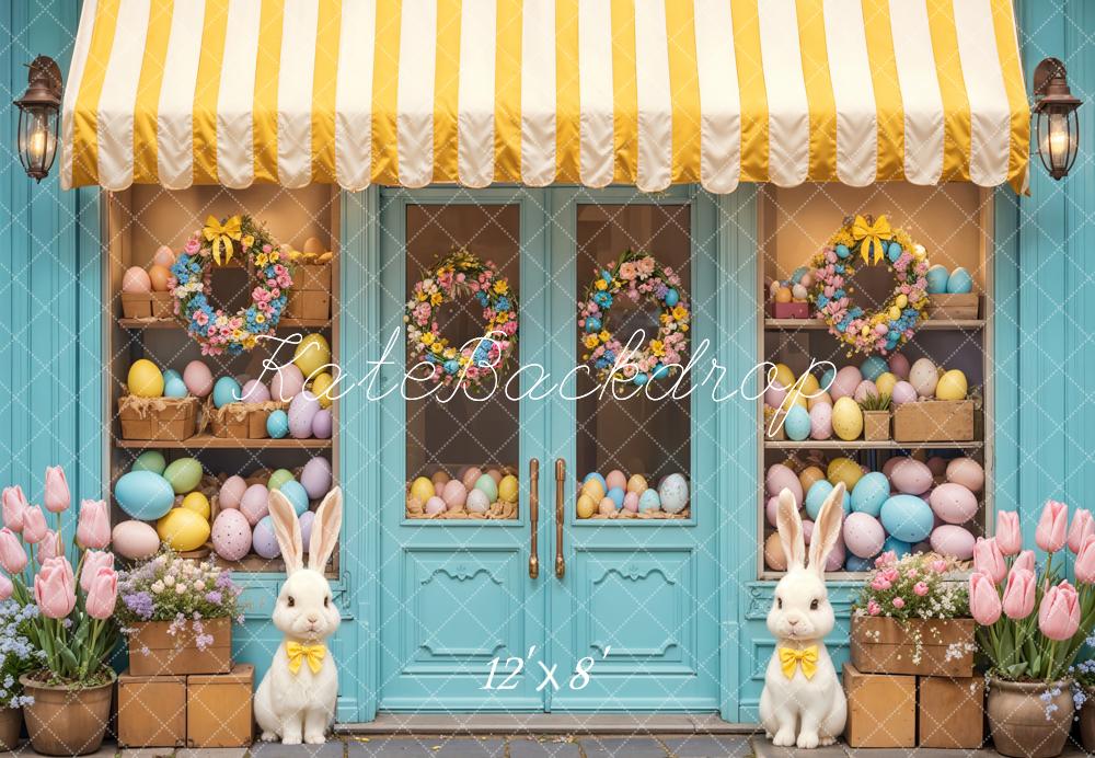 Kate Easter Bunny Floral Eggs Shop Backdrop Designed by Emetselch