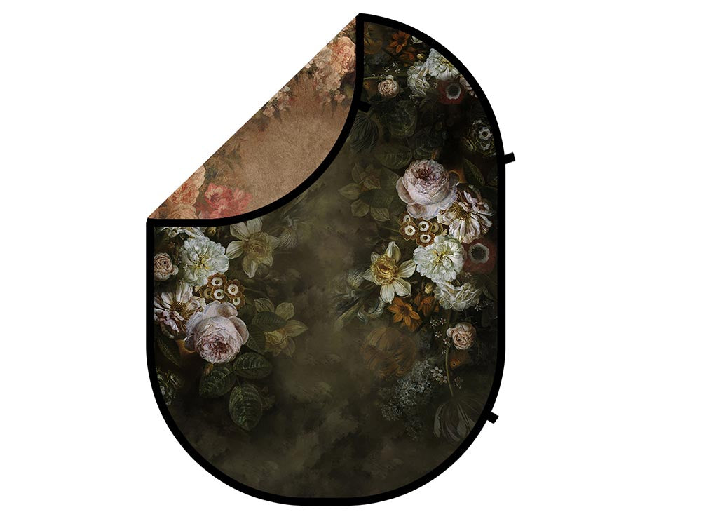 Fijne kunst donkerbruine bloemen opvouwbare achtergrondfotografie 5X6.5ft(1.5x2m)
