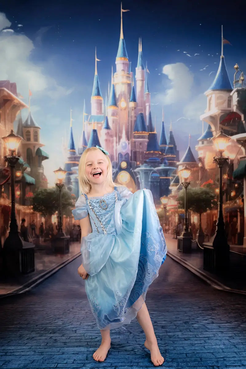 Fantasy Magic Kingdom Blue Castle Backdrop diseñado por Lidia Redekopp