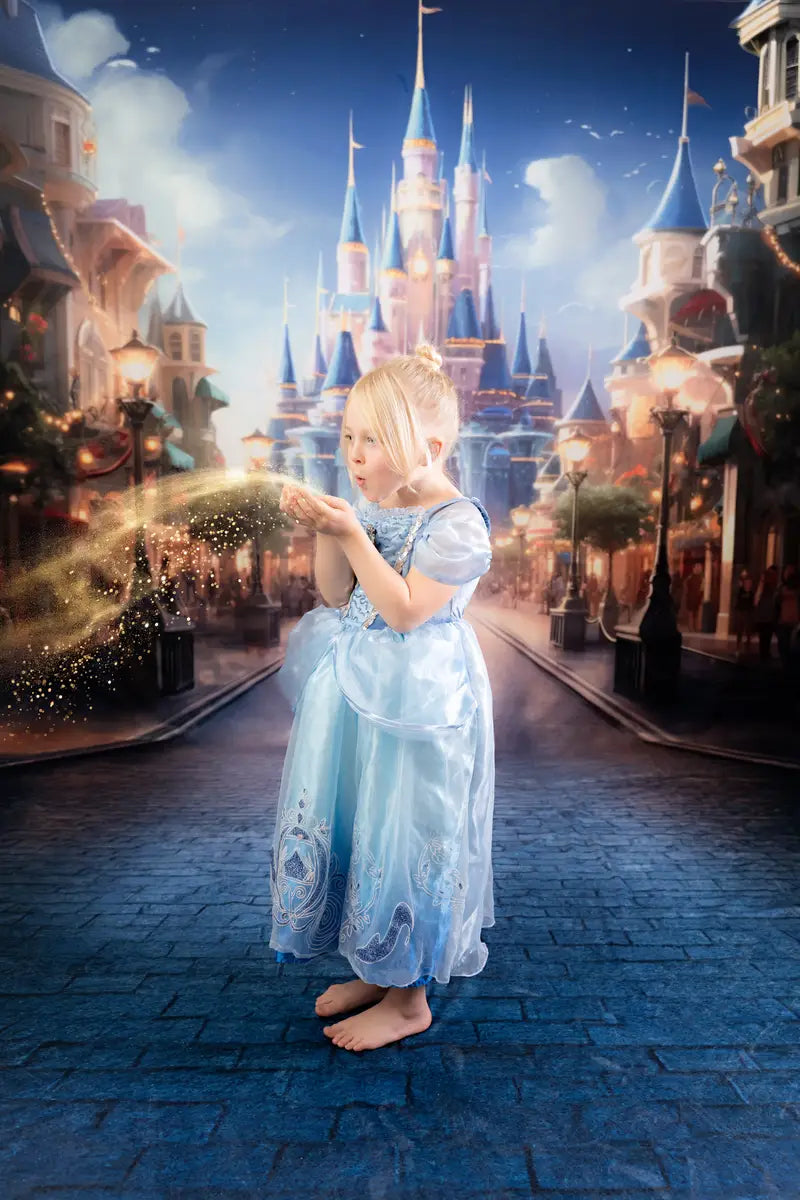 Fantasy Magic Kingdom Blue Castle Backdrop diseñado por Lidia Redekopp