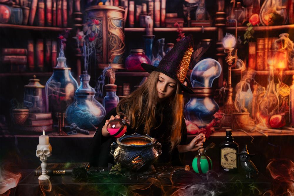 Kate Halloween Witch Potion Kitchen Backdrop Designed by Lidia Redekopp