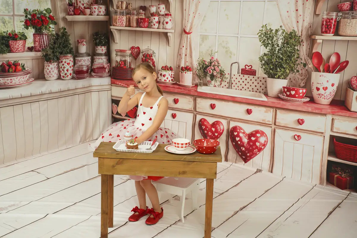 Kate Valentine's Day Heart Mesh Kids Dress for Photography