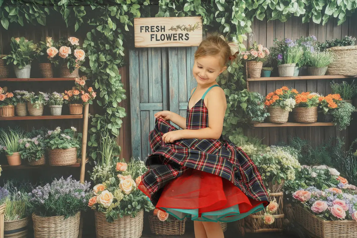 Kate Spring Flower Shop Rustic Backdrop Designed by Mini MakeBelieve