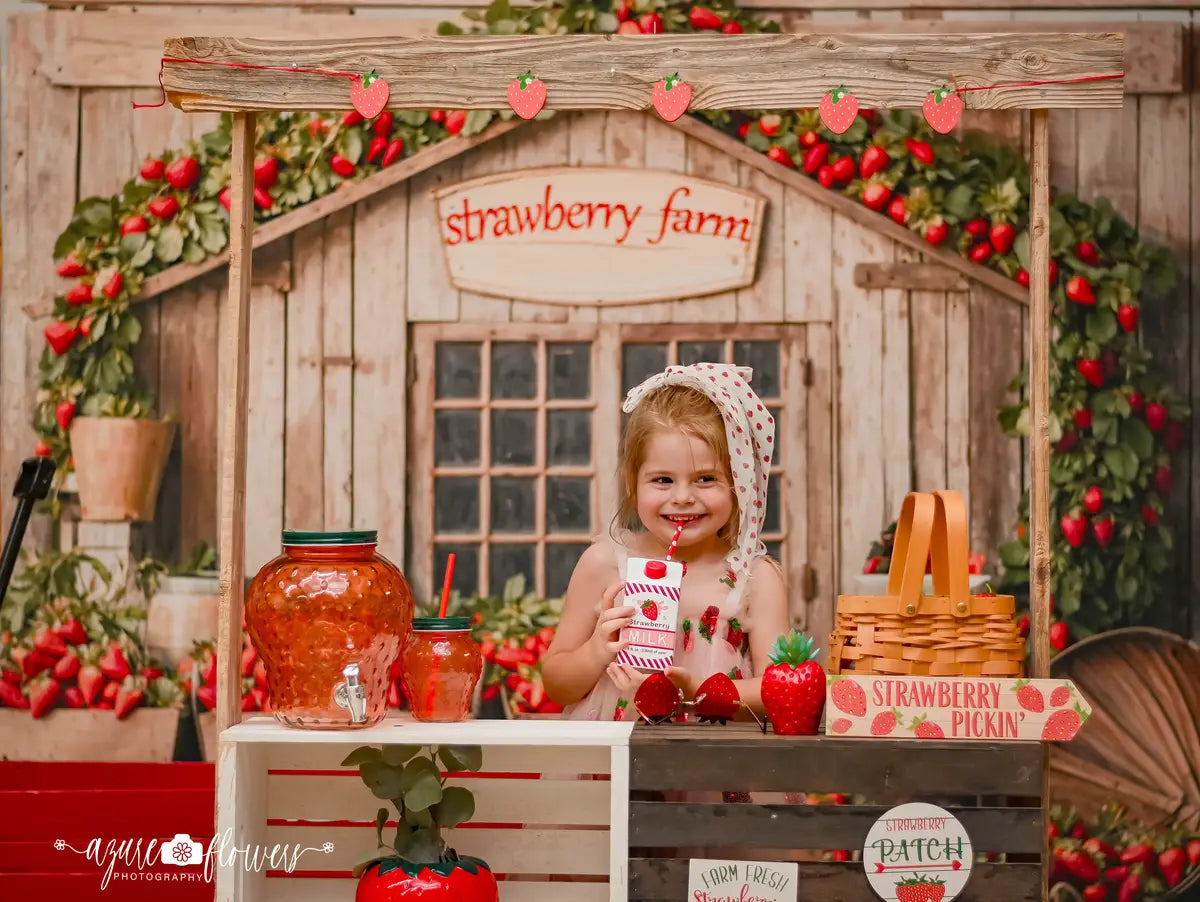 Kate Strawberry Farm Wooden House Backdrop Designed by Emetselch