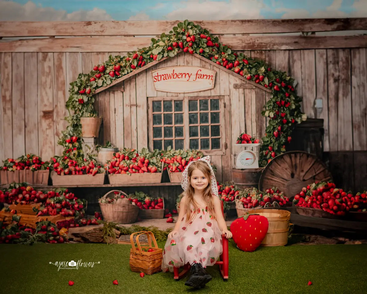 Kate Strawberry Farm Wooden House Backdrop Designed by Emetselch