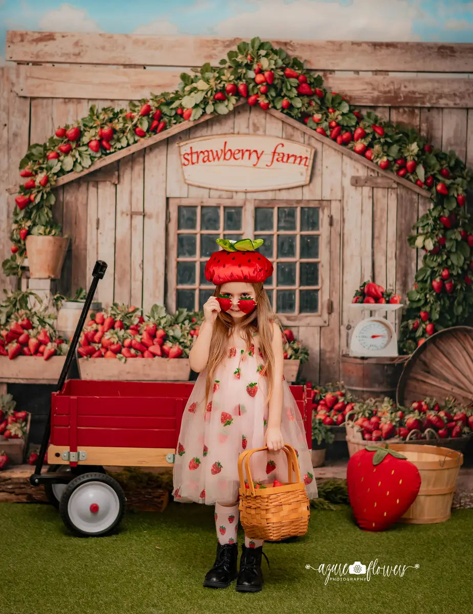 Kate Strawberry Farm Wooden House Backdrop Designed by Emetselch