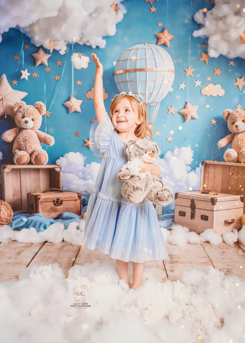 Kate Cartoon Hot Air Balloon Teddy Bear Backdrop Designed by Emetselch