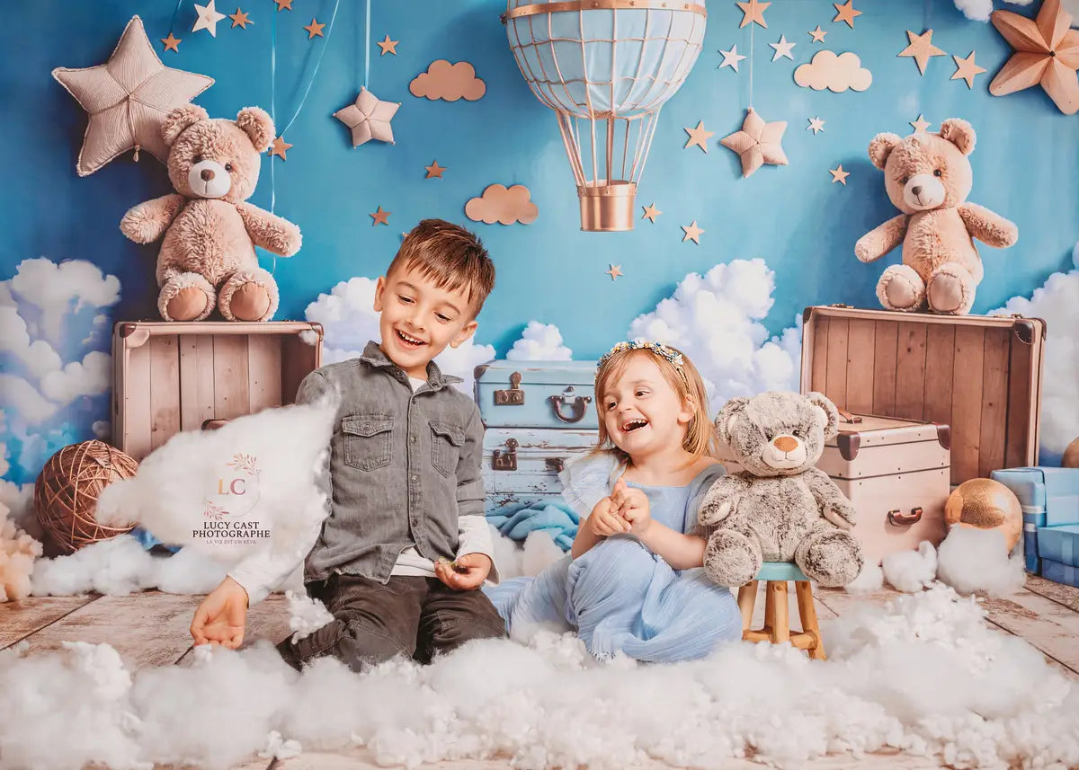 Kate Cartoon Hot Air Balloon Teddy Bear Backdrop Designed by Emetselch