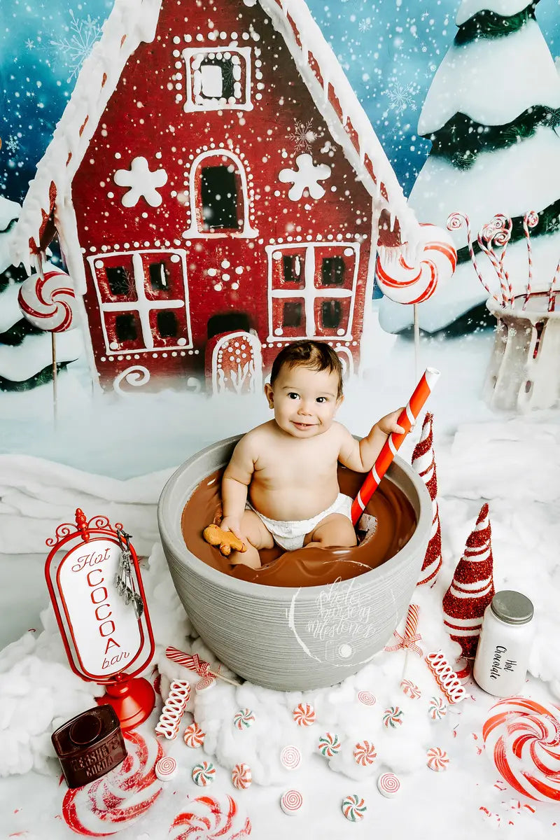 Kate Red Candy White Snow Floor Backdrop Designed by Lidia Redekopp