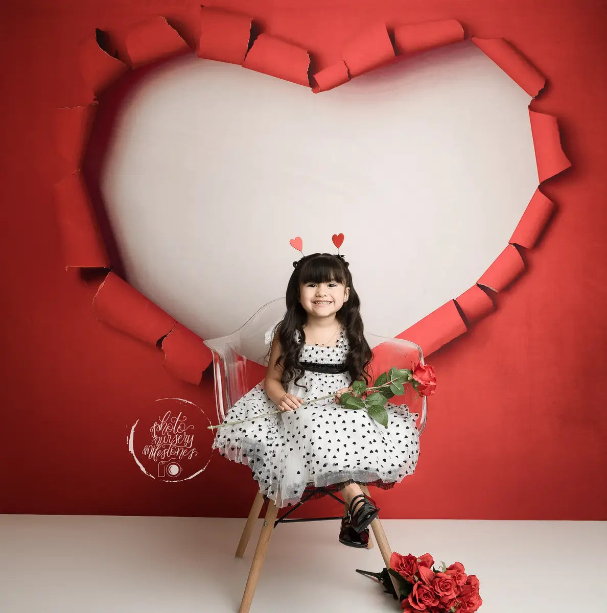 Kate Valentines Red Torn Heart Backdrop Designed by Melissa King