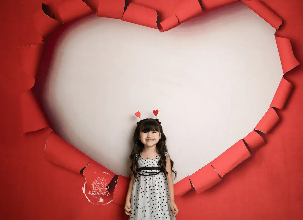 Kate Valentines Red Torn Heart Backdrop Designed by Melissa King