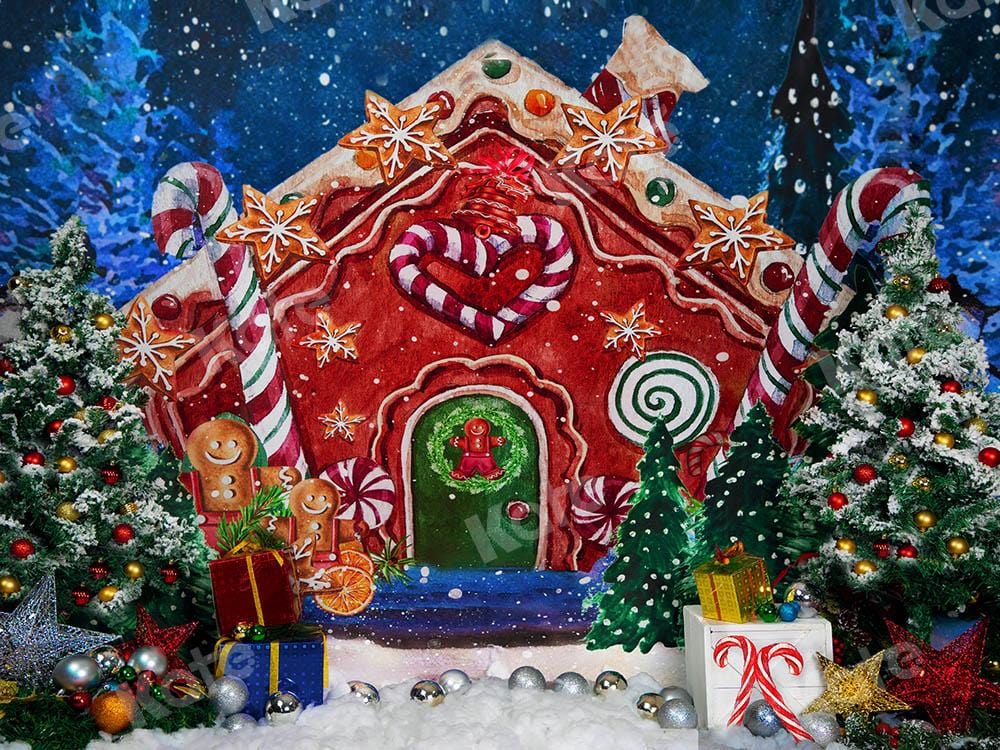 Casa di Pan di Zenzero Natale Sfondo Creato da Emetselch (Solo Liquidazione USA)