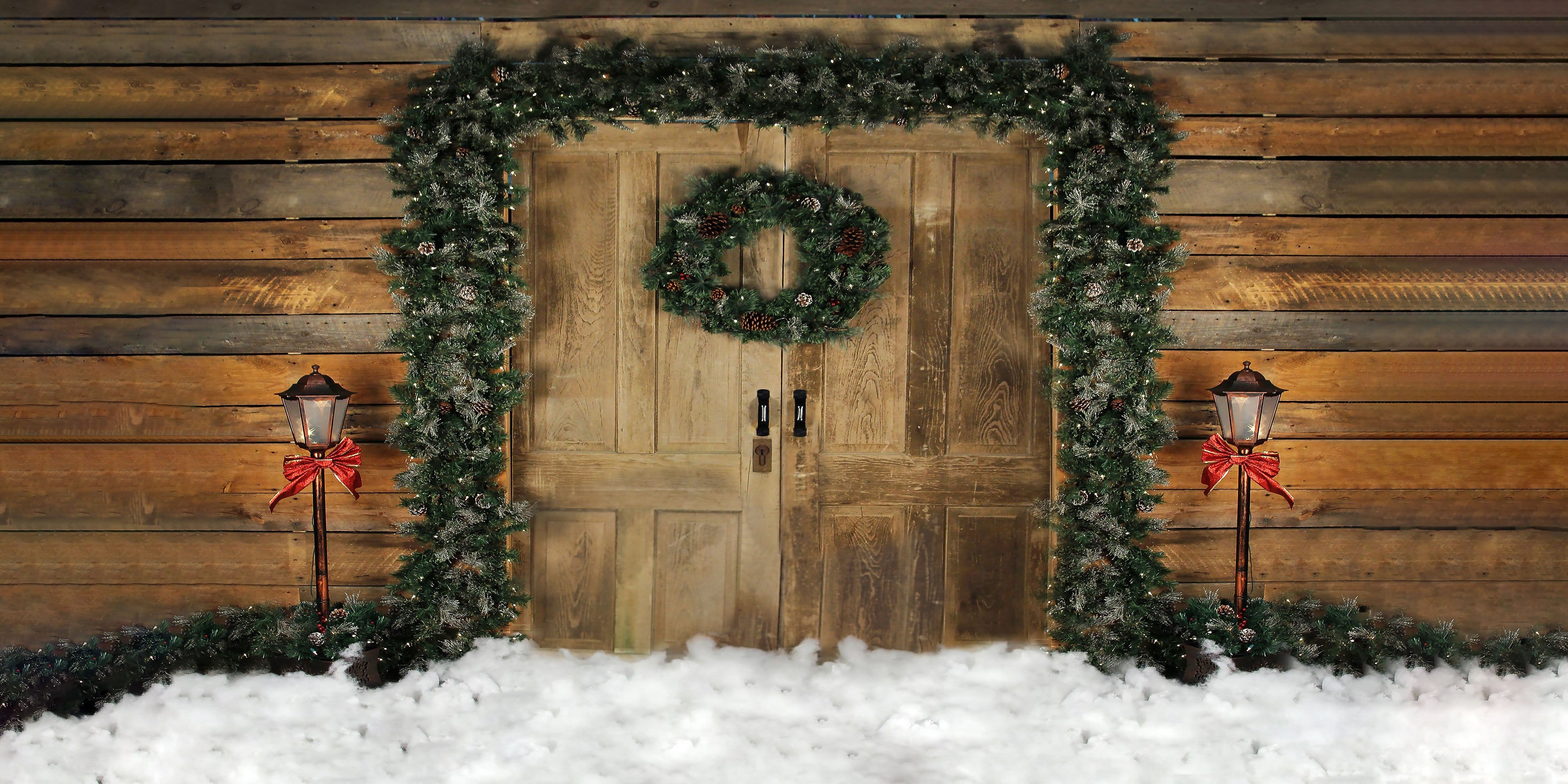 Kate Holiday Door Christmas Wreath Backdrop designed by Arica Kirby - Kate Backdrop