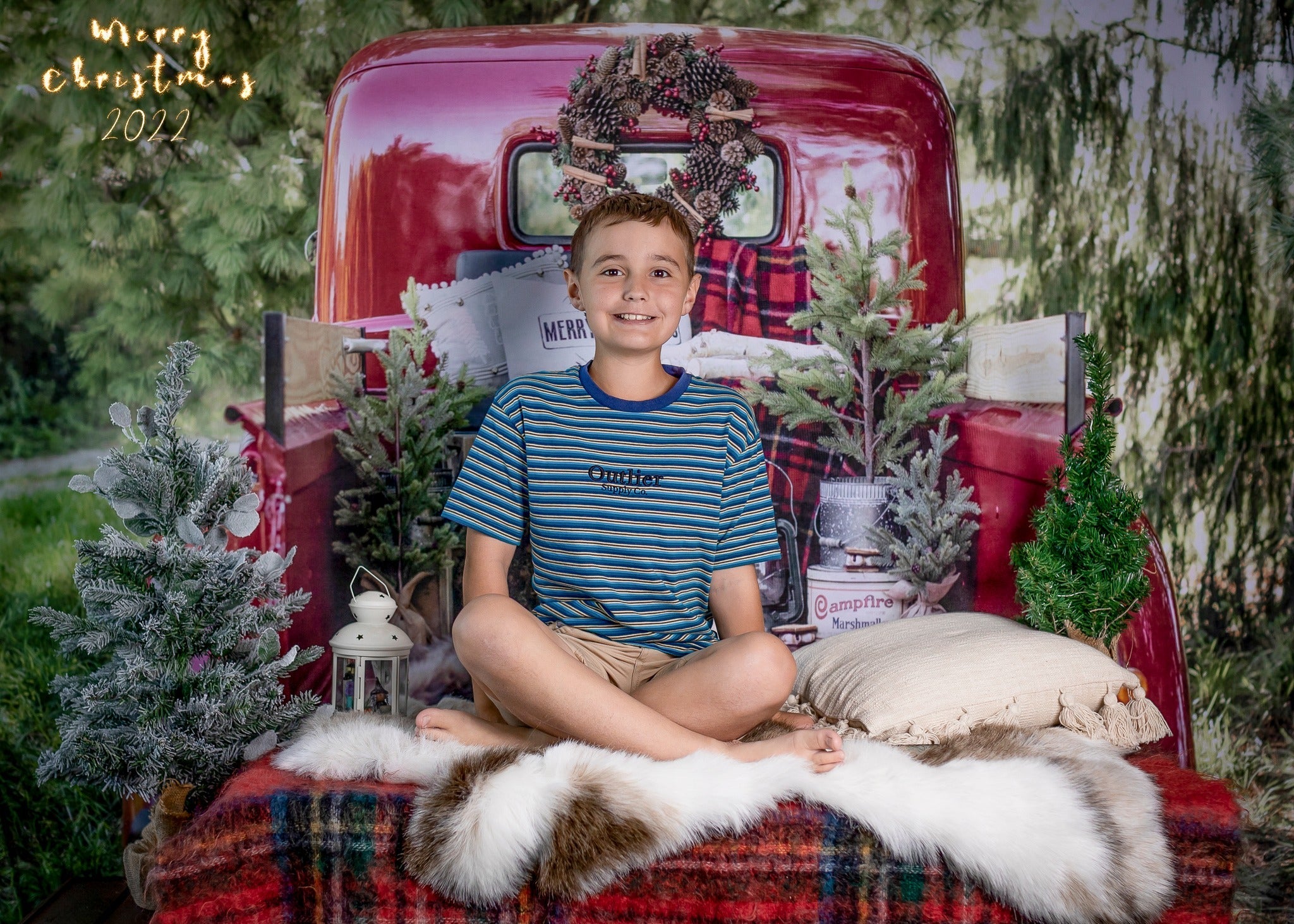 Sfondo RTS Rosso con Camion di Natale Progettato da Mandy Ringe Photography
