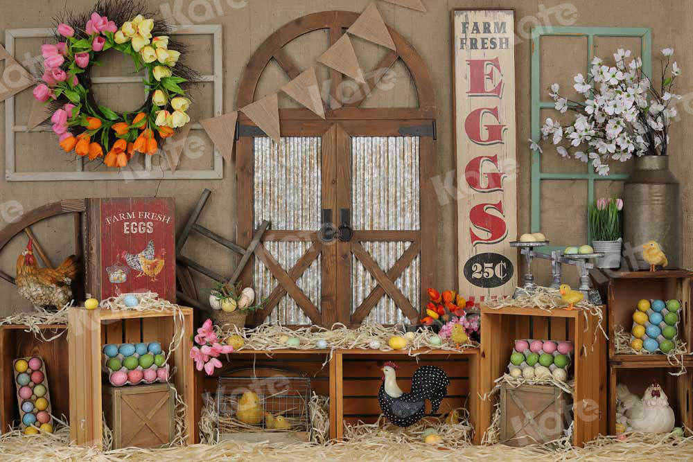 Sfondo per fotografia con uovo colorato di Pasqua per porta di granaio (spedizione solo in Canada)