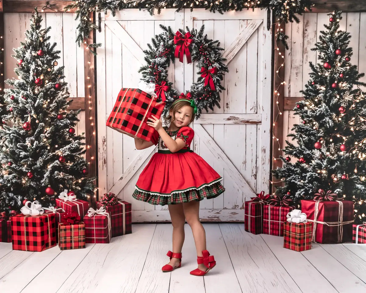 Kate Christmas Trees White Door Gifts Backdrop Designed by Emetselch