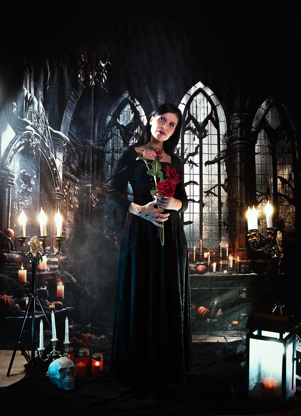 Kate Halloween Dark Church Candles Backdrop Designed by Emetselch