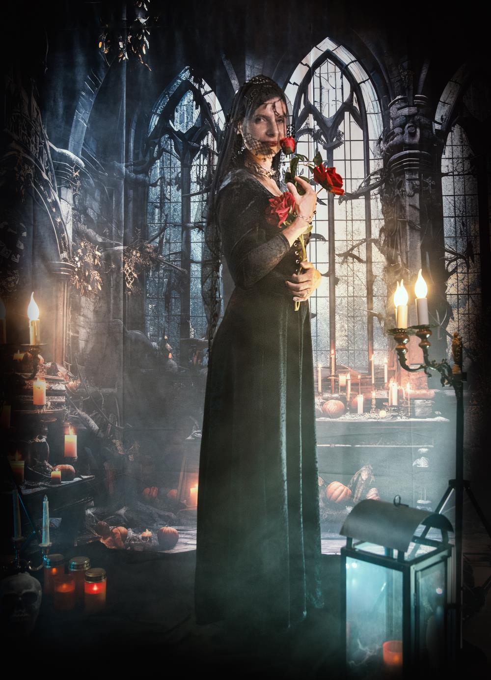 Kate Halloween Dark Church Candles Backdrop Designed by Emetselch