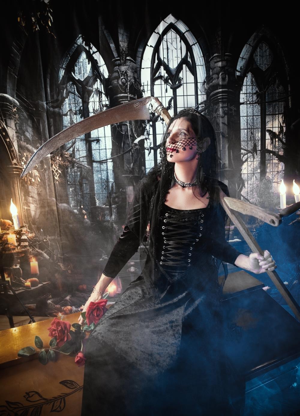 Kate Halloween Dark Church Candles Backdrop Designed by Emetselch